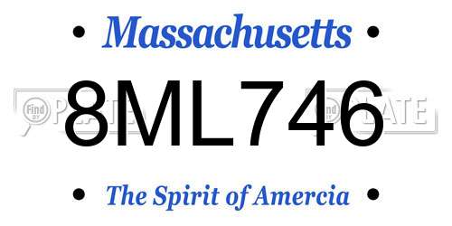 8ML746 Massachusetts License Plate