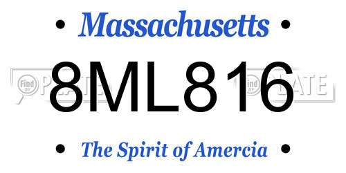 8ML816 Massachusetts License Plate