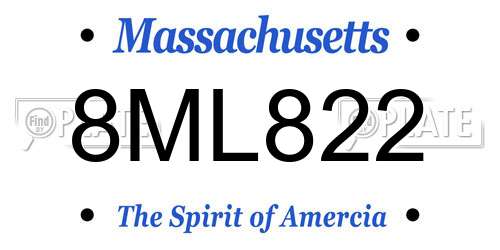 8ML822 Massachusetts License Plate
