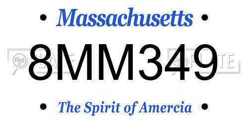 8MM349 Massachusetts License Plate