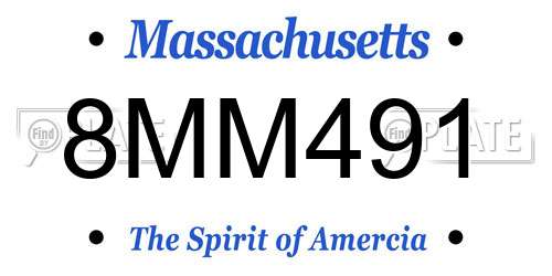 8MM491 Massachusetts License Plate