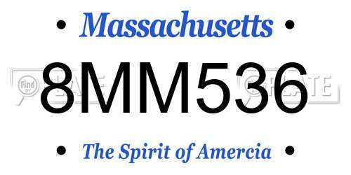 8MM536 Massachusetts License Plate