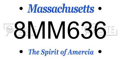 8MM636 Massachusetts License Plate