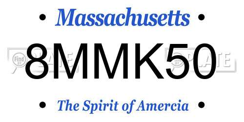 8MMK50 Massachusetts License Plate