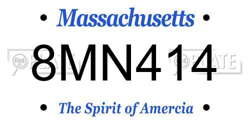 8MN414 Massachusetts License Plate