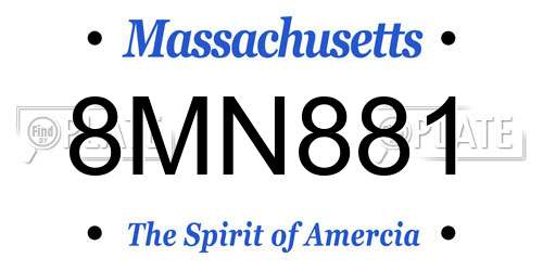 8MN881 Massachusetts License Plate