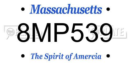 8MP539 Massachusetts License Plate
