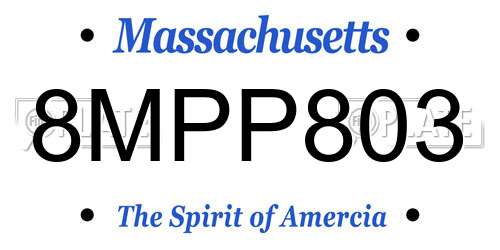 8MPP803 Massachusetts License Plate