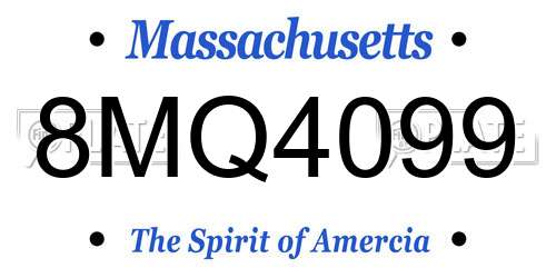 8MQ4099 Massachusetts License Plate