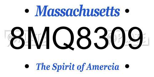 8MQ8309 Massachusetts License Plate
