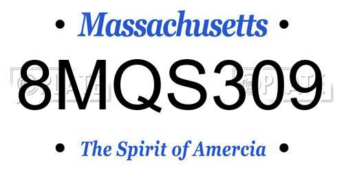 8MQS309 Massachusetts License Plate
