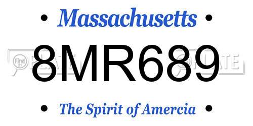 8MR689 Massachusetts License Plate