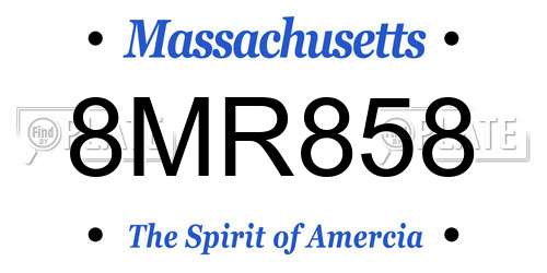 8MR858 Massachusetts License Plate