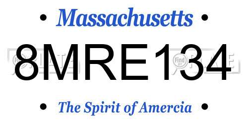 8MRE134 Massachusetts License Plate