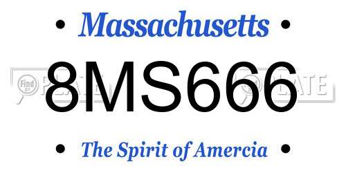 8MS666 Massachusetts License Plate