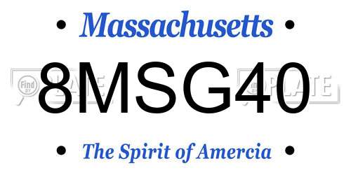 8MSG40 Massachusetts License Plate