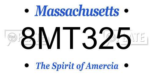 8MT325 Massachusetts License Plate