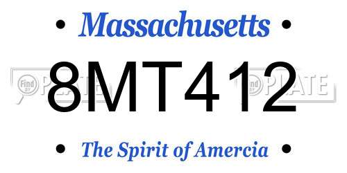 8MT412 Massachusetts License Plate