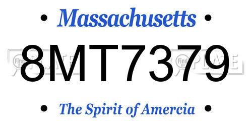 8MT7379 Massachusetts License Plate