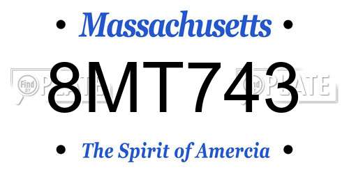 8MT743 Massachusetts License Plate