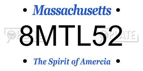 8MTL52 Massachusetts License Plate