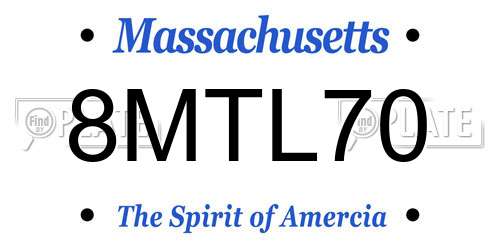 8MTL70 Massachusetts License Plate