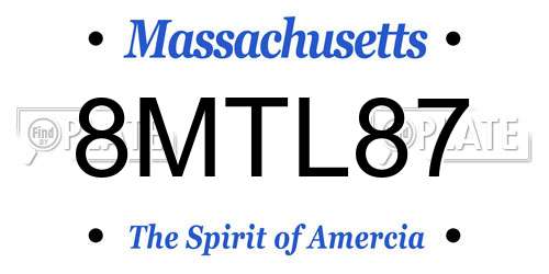 8MTL87 Massachusetts License Plate
