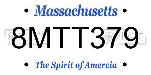 8MTT379 Massachusetts License Plate