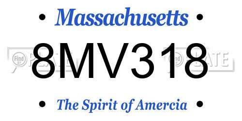 8MV318 Massachusetts License Plate
