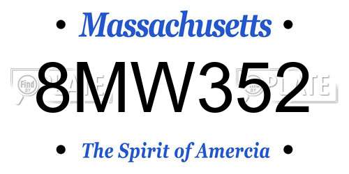 8MW352 Massachusetts License Plate