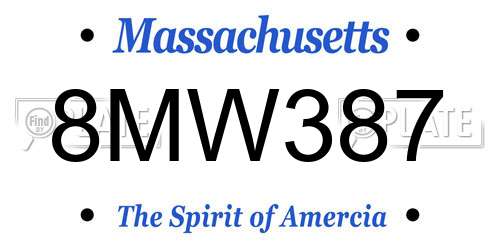 8MW387 Massachusetts License Plate