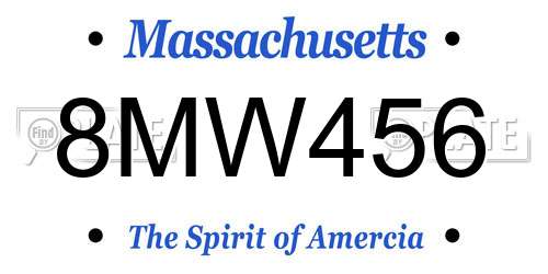 8MW456 Massachusetts License Plate