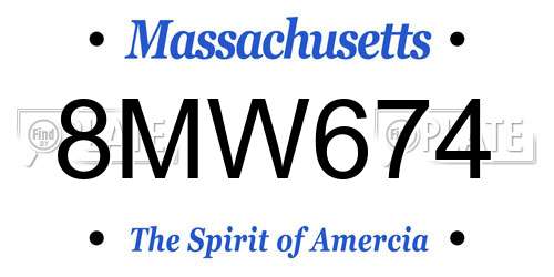 8MW674 Massachusetts License Plate