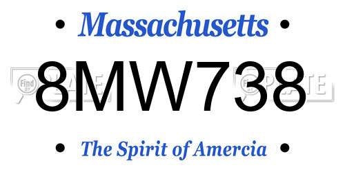 8MW738 Massachusetts License Plate