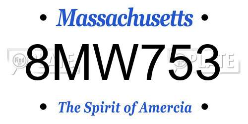 8MW753 Massachusetts License Plate