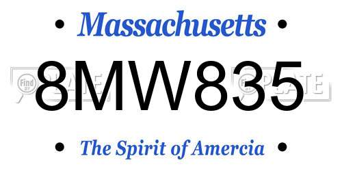 8MW835 Massachusetts License Plate