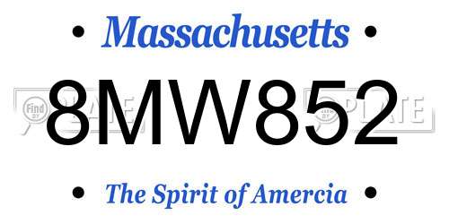 8MW852 Massachusetts License Plate