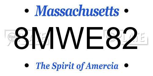 8MWE82 Massachusetts License Plate