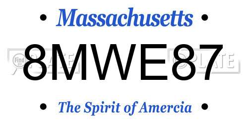8MWE87 Massachusetts License Plate