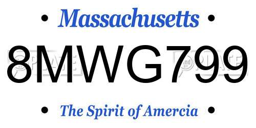 8MWG799 Massachusetts License Plate