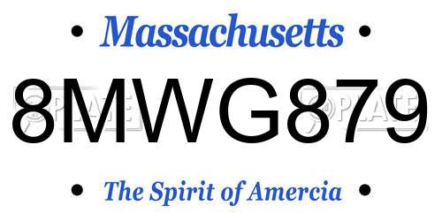 8MWG879 Massachusetts License Plate