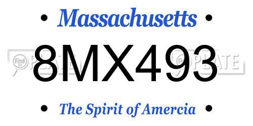 8MX493 Massachusetts License Plate