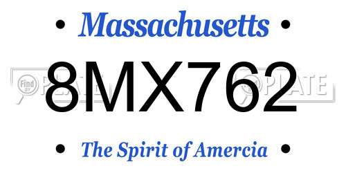 8MX762 Massachusetts License Plate