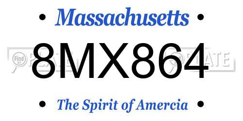 8MX864 Massachusetts License Plate