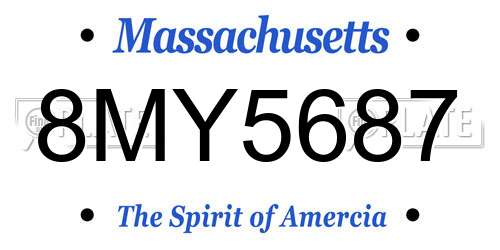 8MY5687 Massachusetts License Plate