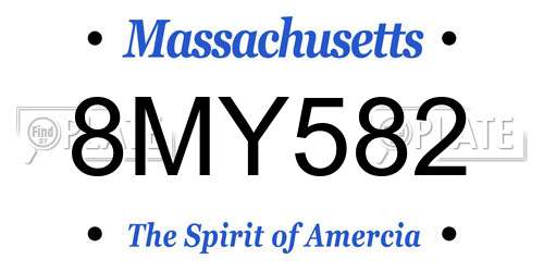 8MY582 Massachusetts License Plate