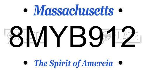 8MYB912 Massachusetts License Plate