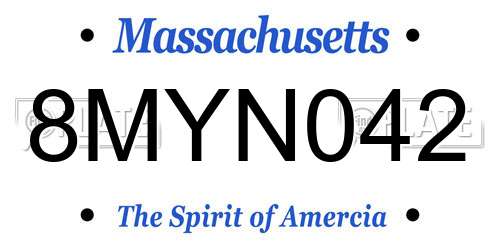 8MYN042 Massachusetts License Plate