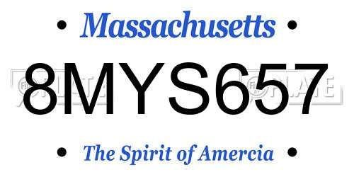 8MYS657 Massachusetts License Plate