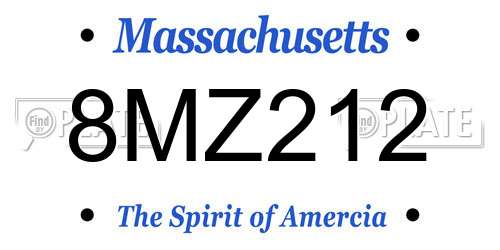 8MZ212 Massachusetts License Plate